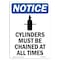 Signmission OSHA Notice, 7" Height, Cylinders Must Be Chained Sign With Symbol, 7" X 5", Portrait OS-NS-D-57-V-10890 - alternate 1